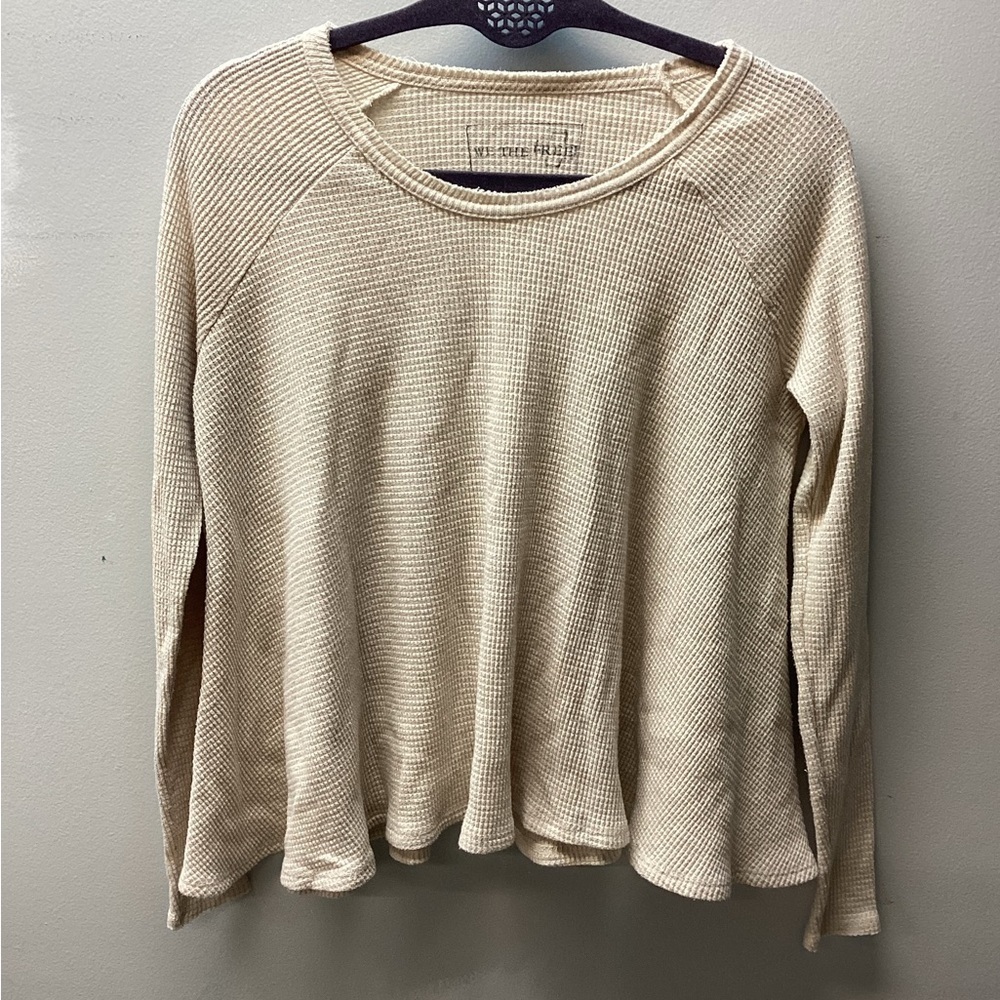 We The Free Beige Waffle Knit Top